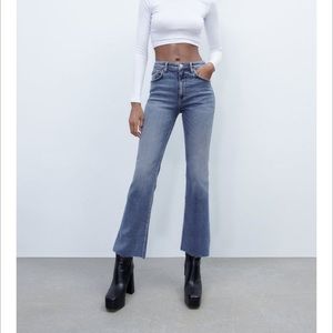 Zara, Mini Flare Jeans, Color: Med Wash, Size: US 32